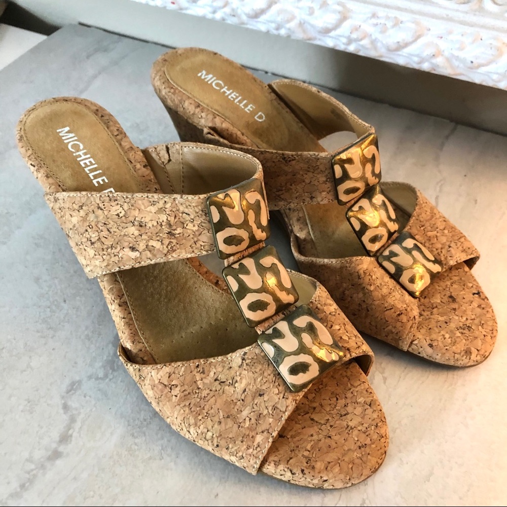 3/$20 Michelle D cork wedge sandals